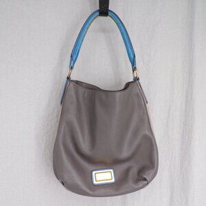 Marc By Marc Jacobs Gray Shoulder Bag with Blue Handle